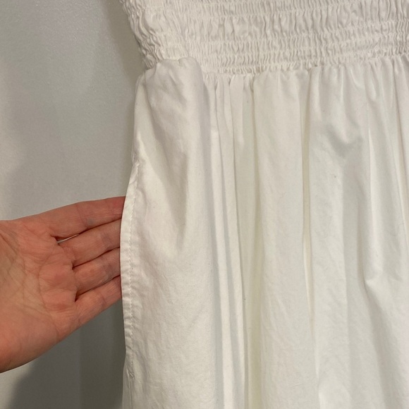 GAP Midi Sundress | Smocked Bodice Ruffled Hem Bright White Cotton | Size Small - Picture 7 of 12